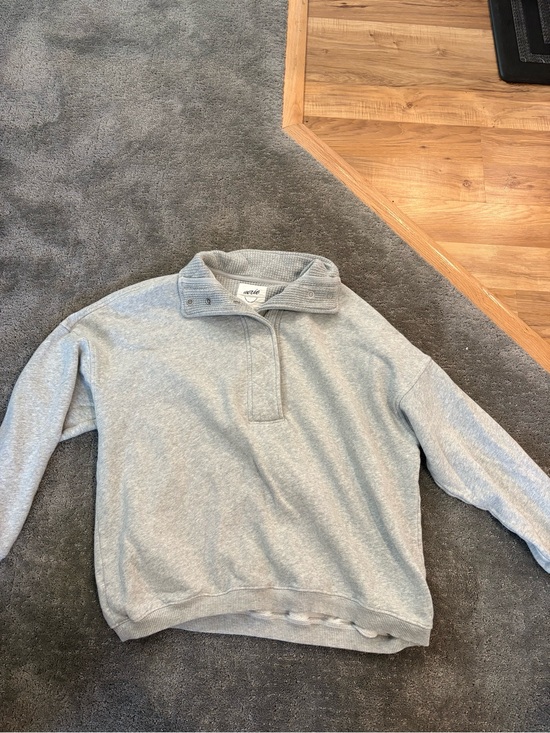 aerie Sweaters - Aerie Light Gray Women's Quarter-Snap Pullover Sweater